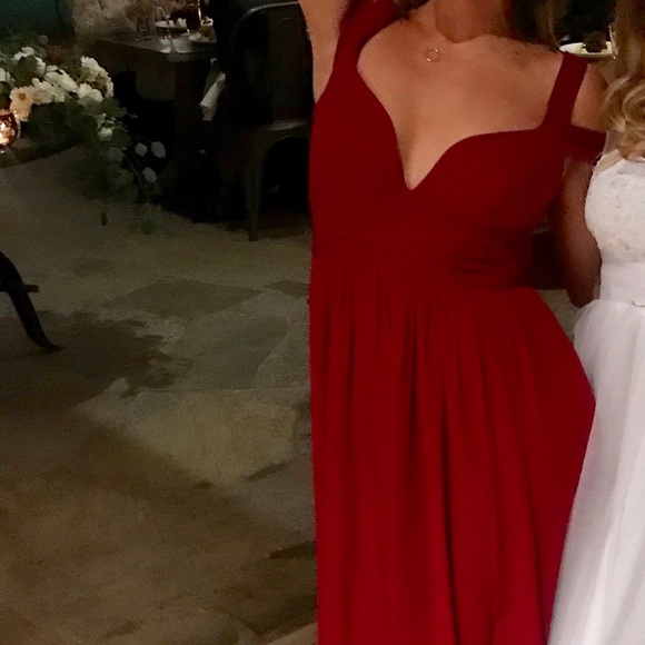 Lulus Wine Red Dress. Bridesmaid Dress - Picture 3 of 3